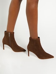 Dune London Brown Standard Fit Obsessively Mid Set Back Point Heeled Ankle Boots - Image 1 of 6