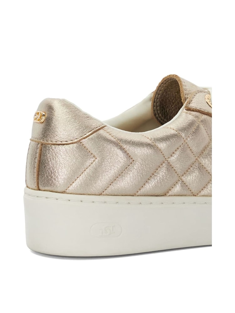 Dune London Gold Egent Quilted Cupsole Trainers - Image 6 of 6
