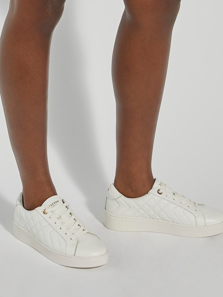 Dune London White Egent Quilted Cupsole Trainers - Image 1 of 6