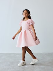 rožnata - Baker by Ted Baker obleka s 3D cvetličnim potiskom in vtisnjenimi rokavi - Slika 1 iz 10