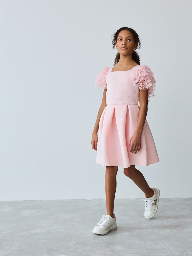 rožnata - Baker by Ted Baker obleka s 3D cvetličnim potiskom in vtisnjenimi rokavi - Slika 2 iz 10