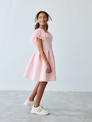 rožnata - Baker by Ted Baker obleka s 3D cvetličnim potiskom in vtisnjenimi rokavi - Slika 4 iz 10