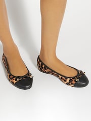 Dune London Animal Standard Fit Hallo Charm Trim Ballet Shoes - Image 1 of 6