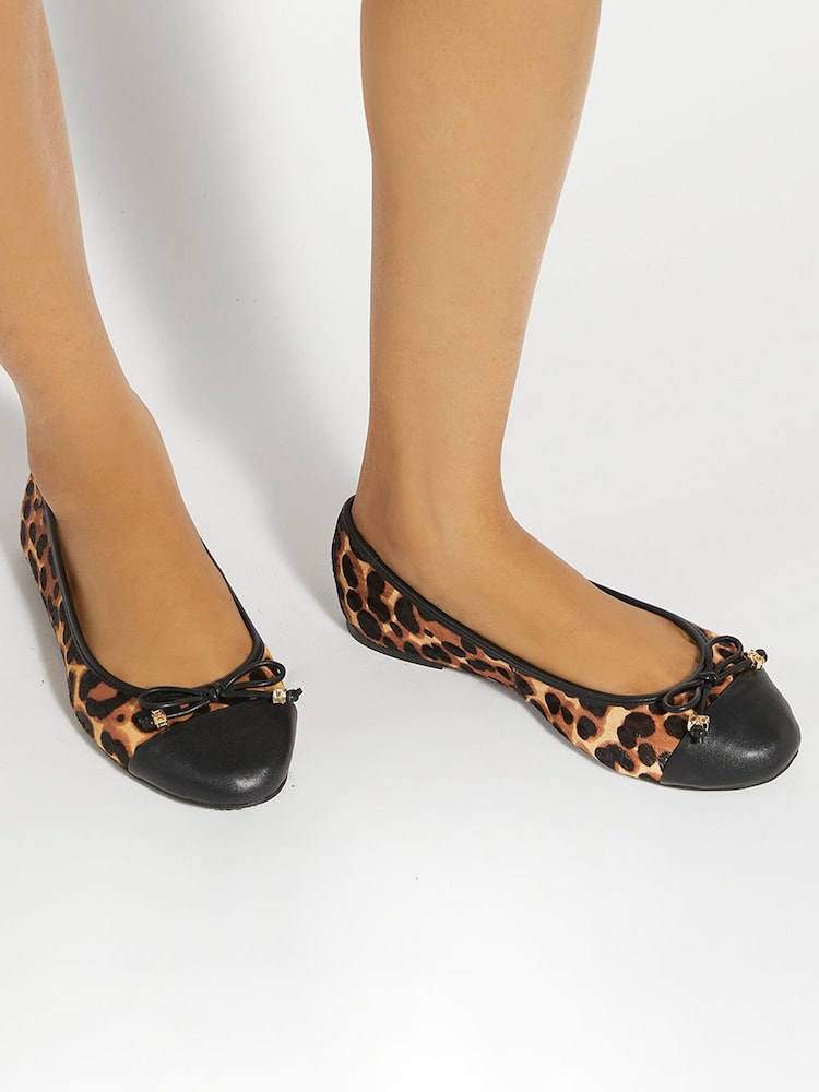 Dune London Animal Standard Fit Hallo Charm Trim Ballet Shoes - Image 1 of 6
