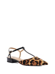 Dune London Animal Harler T-Bar Point Flat Shoes - Image 2 of 5