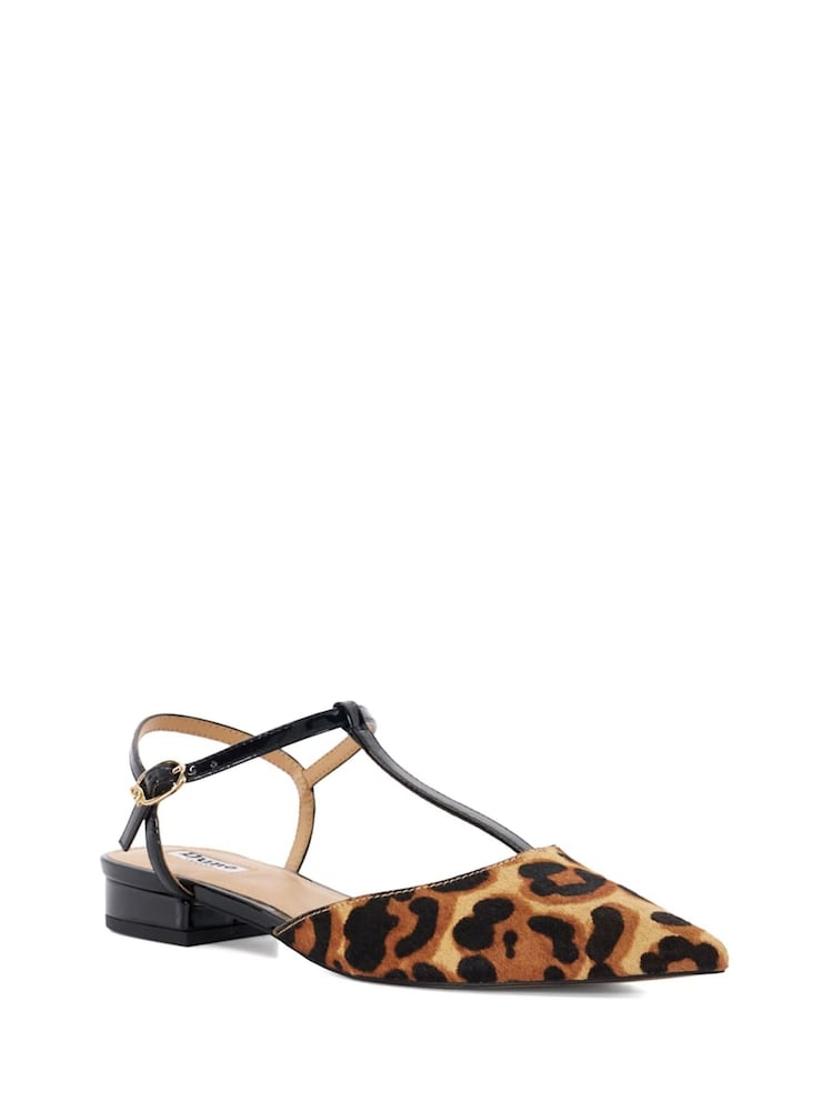 Dune London Animal Harler T-Bar Point Flat Shoes - Image 2 of 5