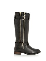 Dune London Black Tasa Slouch Calf Boots - Image 2 of 6
