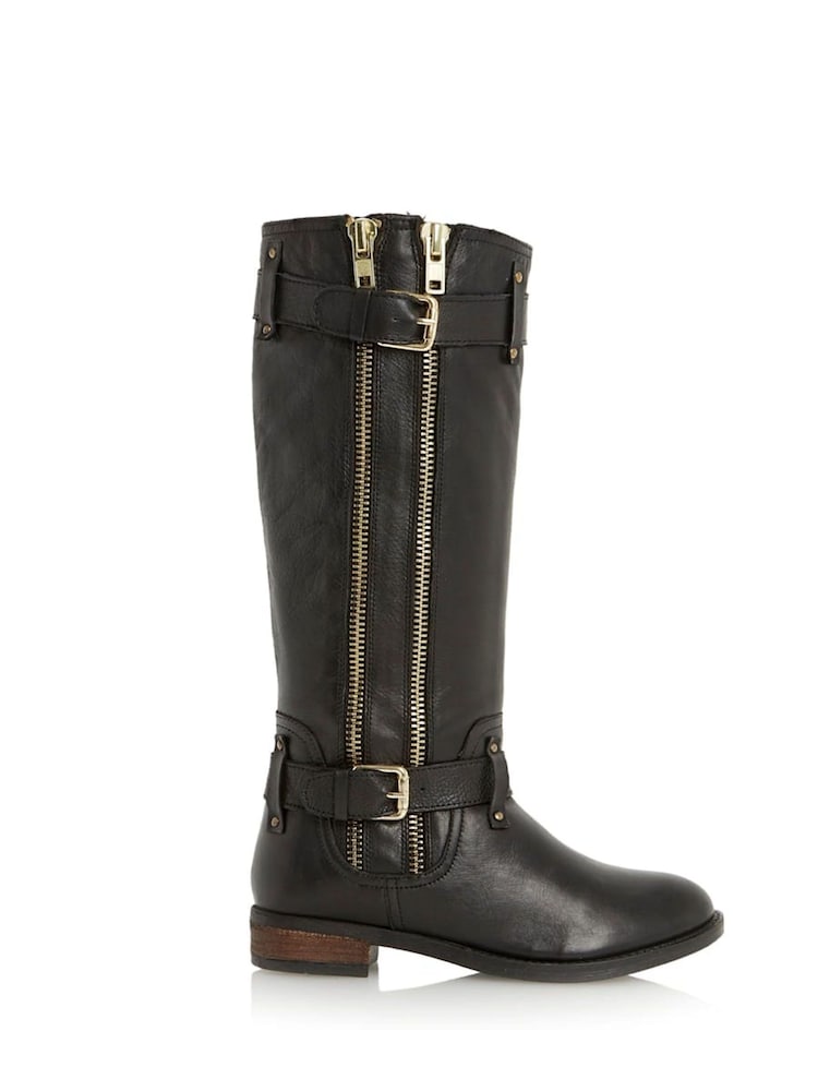 Dune London Black Tasa Slouch Calf Boots - Image 2 of 6
