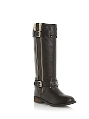 Dune London Black Tasa Slouch Calf Boots - Image 3 of 6