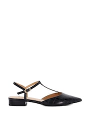Dune London Black Harler T-Bar Point Flat Shoes - Image 2 of 6