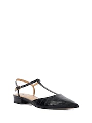 Dune London Black Harler T-Bar Point Flat Shoes - Image 3 of 6