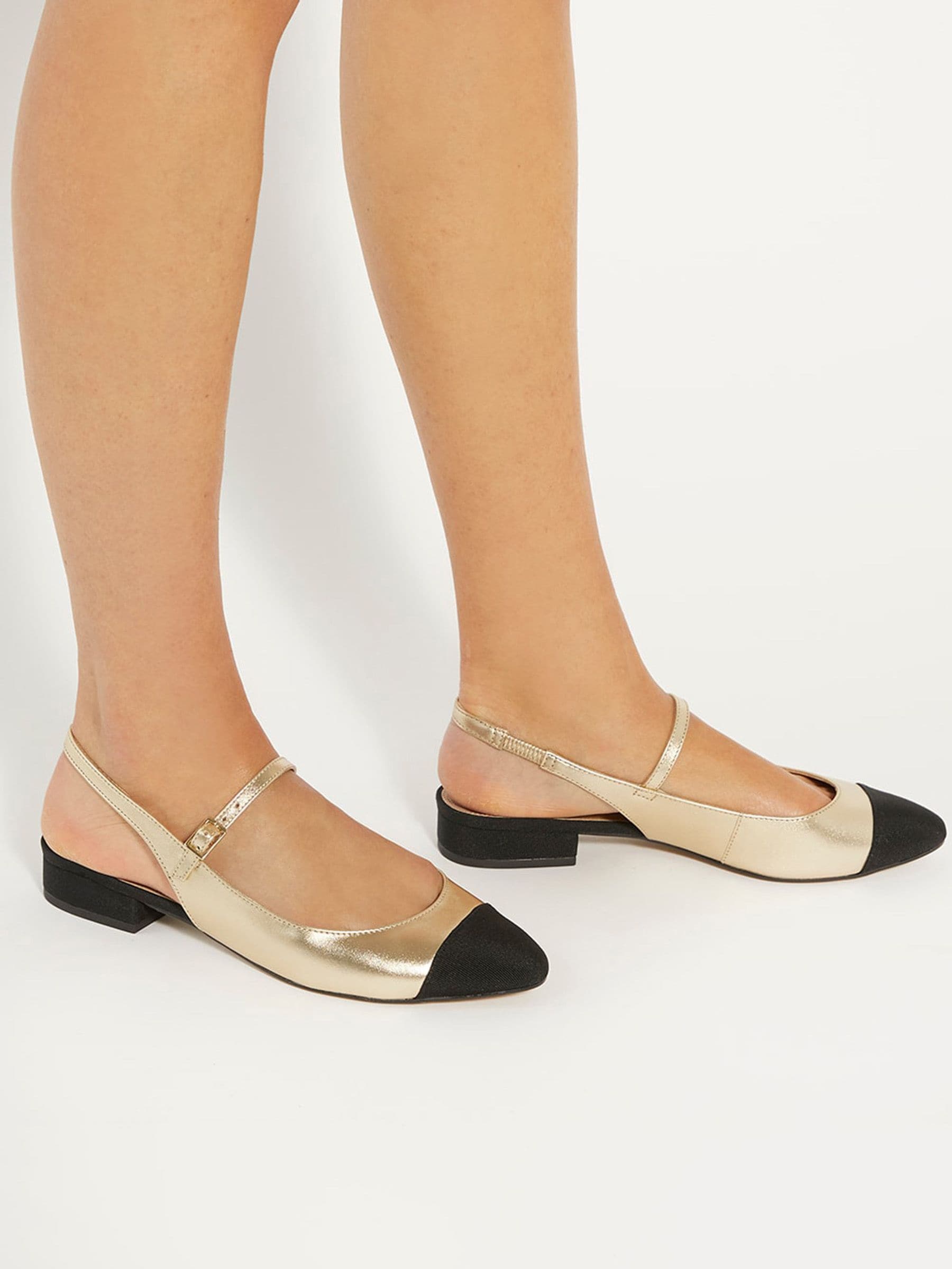 Buy Dune London Gold Hayes Toe Cap Sling Round Toe Mary Jane