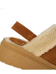 Dune London Brown Game Faux Fur Lined Mule Shoes - Image 4 of 4