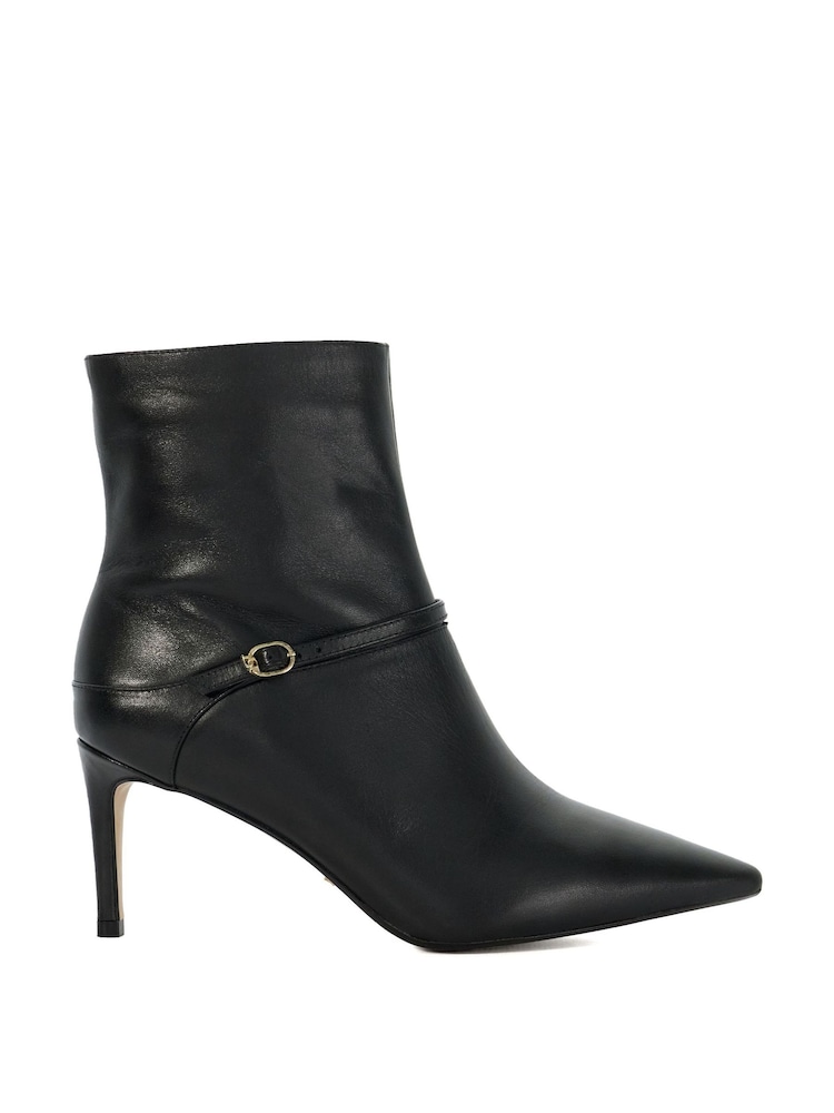 Dune London Black Olene Pointed Buckle Ankle Boots - Image 2 of 7