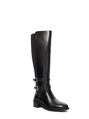 Dune London Black Tatter Double Buckle High Boots - Image 3 of 6