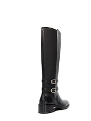 Dune London Black Tatter Double Buckle High Boots - Image 4 of 6