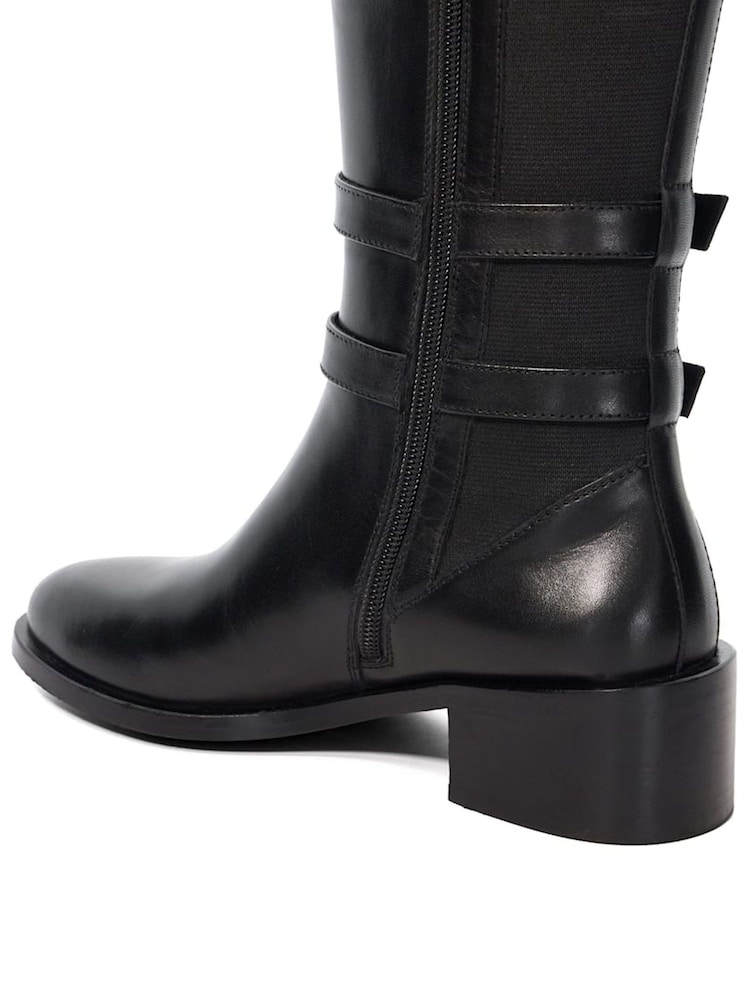 Dune London Black Tatter Double Buckle High Boots - Image 6 of 6