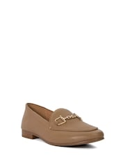 Dune London Taupe Wide Fit Glair Branded Snaffle Leather Trim Shoes - Image 3 of 6