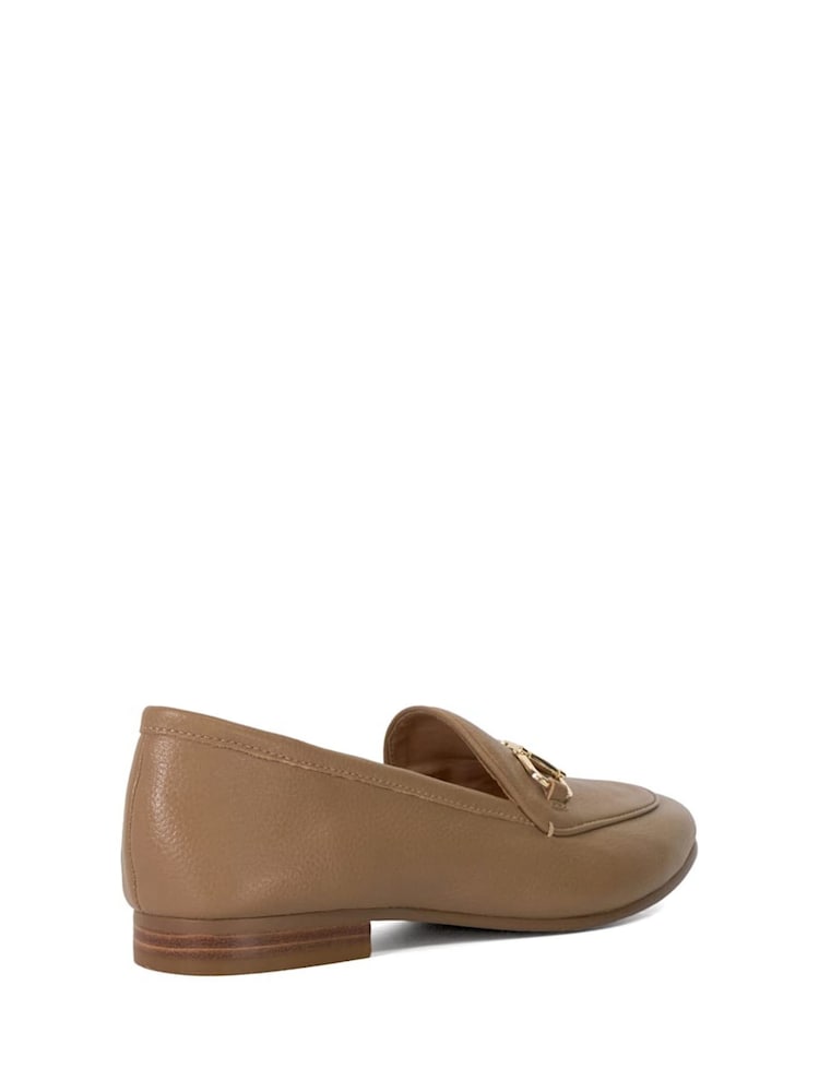 Dune London Taupe Wide Fit Glair Branded Snaffle Leather Trim Shoes - Image 4 of 6