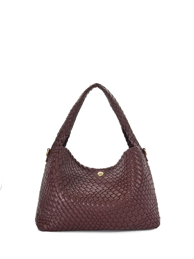 Dune London Burgundy Large Deliberate Woven Slouch Bag - Image 3 of 5