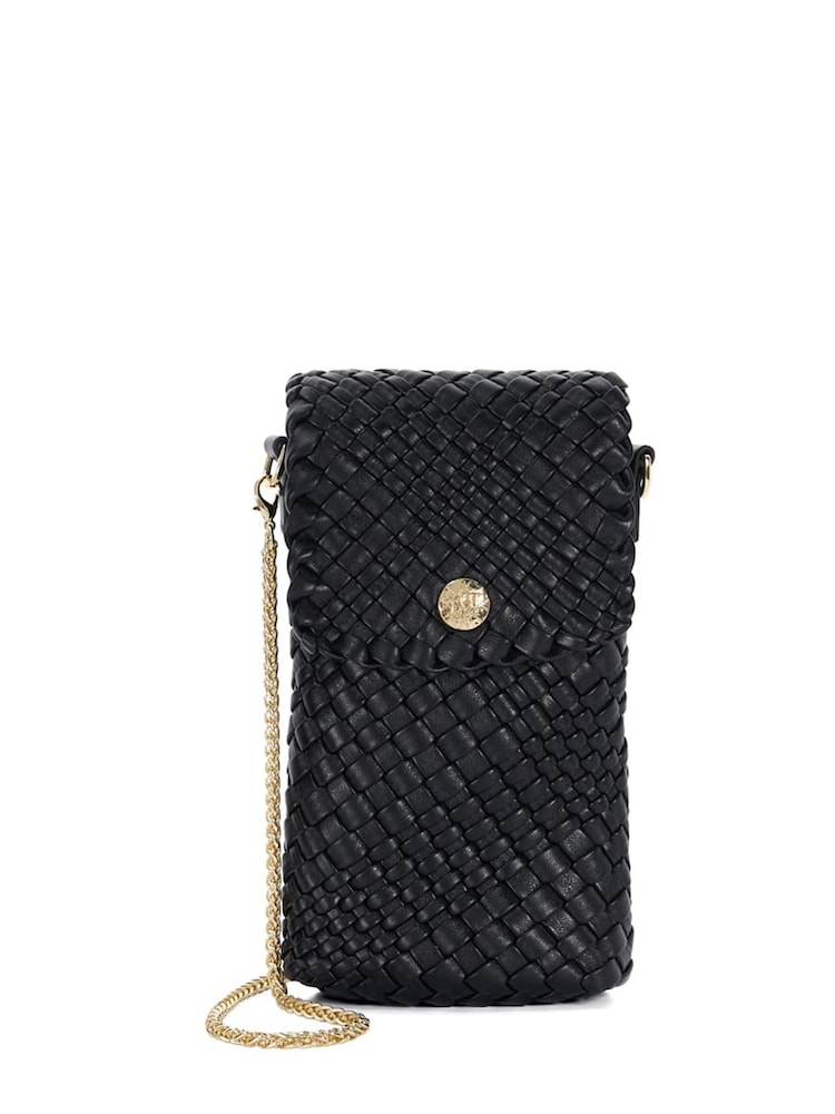 Черный - Dune London Saff Woven Phone Cross-Body Bag - Image 1 of 5