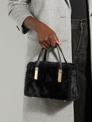 Dune London Dark Black Dinkydenbeigh Mini Branded Handle Tote Bag - Image 1 of 5