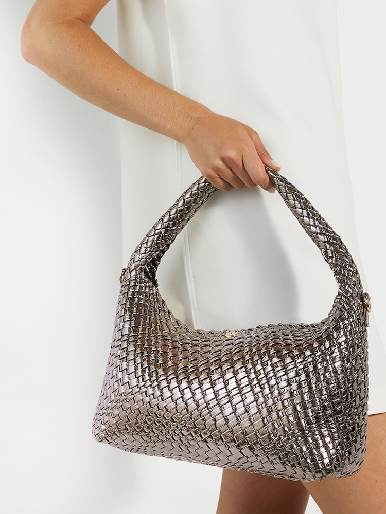 Dune London Natural Chrome Large Deliberate Woven Slouch Bag - Image 1 of 6