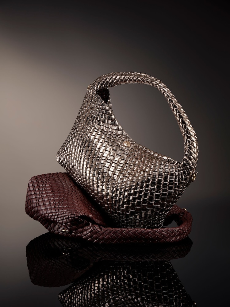 Dune London Natural Chrome Large Deliberate Woven Slouch Bag - Image 2 of 6