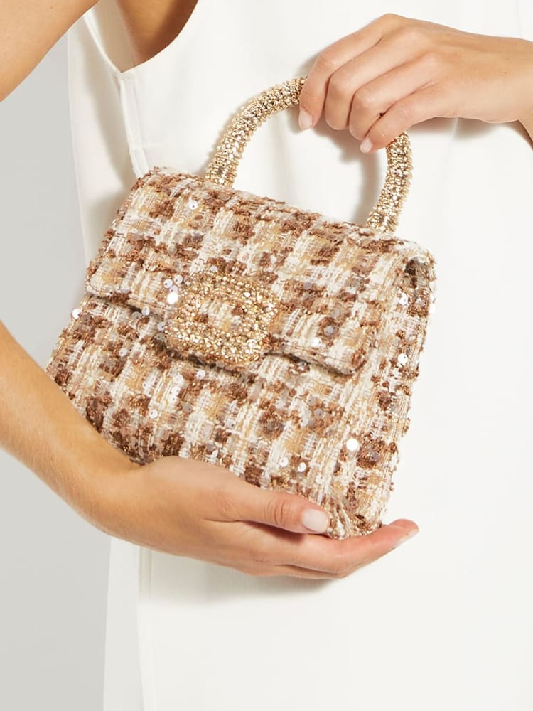 Dune London Cream Bolenna Brooch Trim Bag - Image 1 of 5