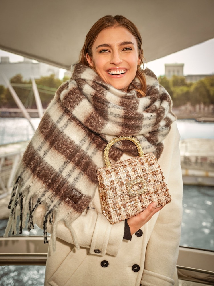 Dune London Cream Bolenna Brooch Trim Bag - Image 2 of 5