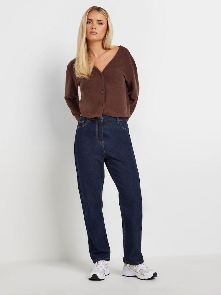PixieGirl Petite Blue Brown Washed Wide Leg 100% Cotton Jeans - Image 1 of 4