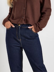 PixieGirl Petite Blue Brown Washed Wide Leg 100% Cotton Jeans - Image 4 of 4