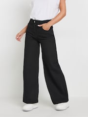 PixieGirl Petite Black Wide Leg 100% Cotton Jeans - Image 1 of 5