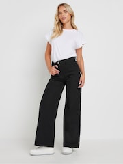 PixieGirl Petite Black Wide Leg 100% Cotton Jeans - Image 4 of 5
