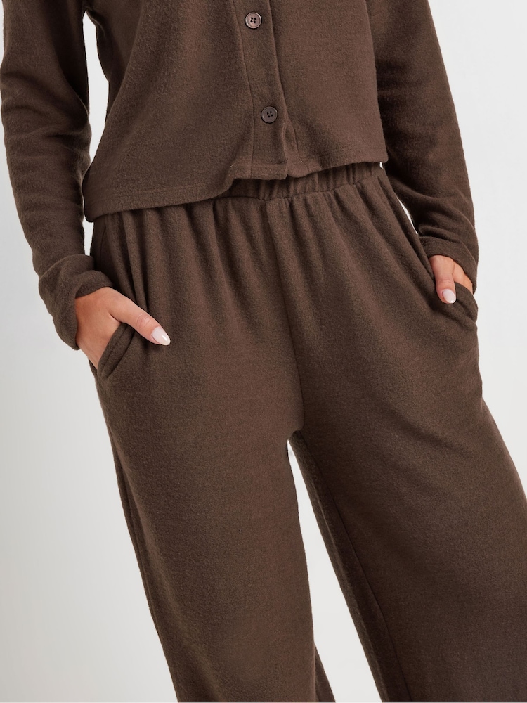 PixieGirl Petite Brown Cut And Sew Jogger Bottoms - Image 5 of 6