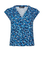 M&Co Smudge Spot gewebtes Wickeltop mit Print und Kurzarm, Petite - Bild 6 von 6