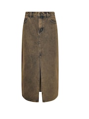 PixieGirl Petite Brown Acid Wash 100% Cotton Midi Skirt - Image 5 of 5