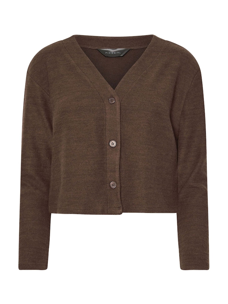 PixieGirl Petite Brown Cut And Sew Cardigan - Image 6 of 6