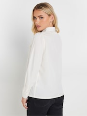 PixieGirl Petite Cream Tie Neck Lace Trim Blouse - Image 3 of 4