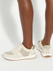 Dune London Natural Ego Mix Material Runner Trainers - Image 1 of 6