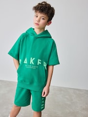 Baker by Ted Baker Green Short Sleeve 100% Cotton Hoodie and Shorts Set - Image 2 of 7