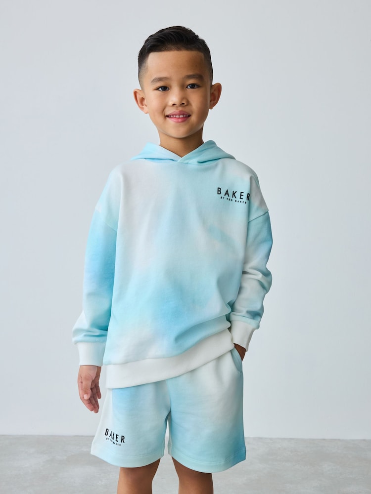 Baker by Ted Baker Blue 100% Cotton Hoodie and Shorts Set - Image 1 of 11