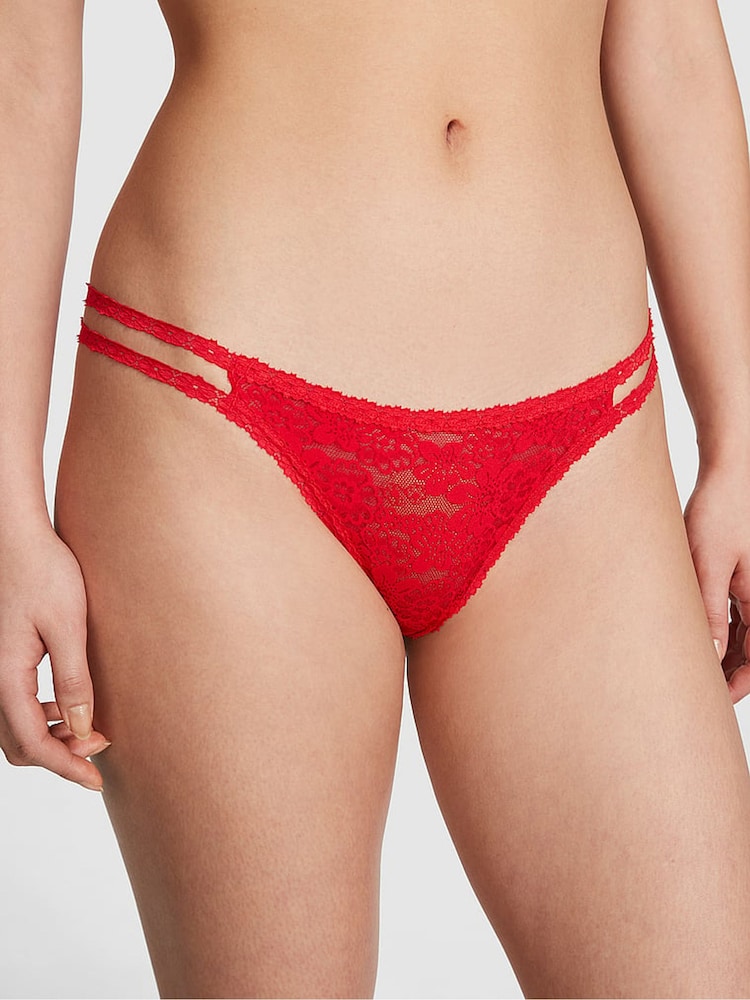 Victoria's Secret PINK Black/White/Red/Pink Thong 5 Pack Knickers - Image 2 of 3