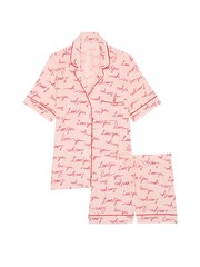 Victoria's Secret Purest Pink/Lipstick Red Script Modal Short Pyjama Set - Image 3 of 3