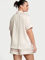 Victoria's Secret Coconut White Heart Pocket Satin Short Pyjama Set - Image 2 of 3