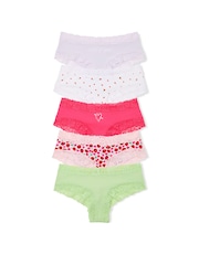 Victoria's Secret PINK Purple/White/Pink/Green Cheeky 5 Pack Knickers - Image 1 of 1