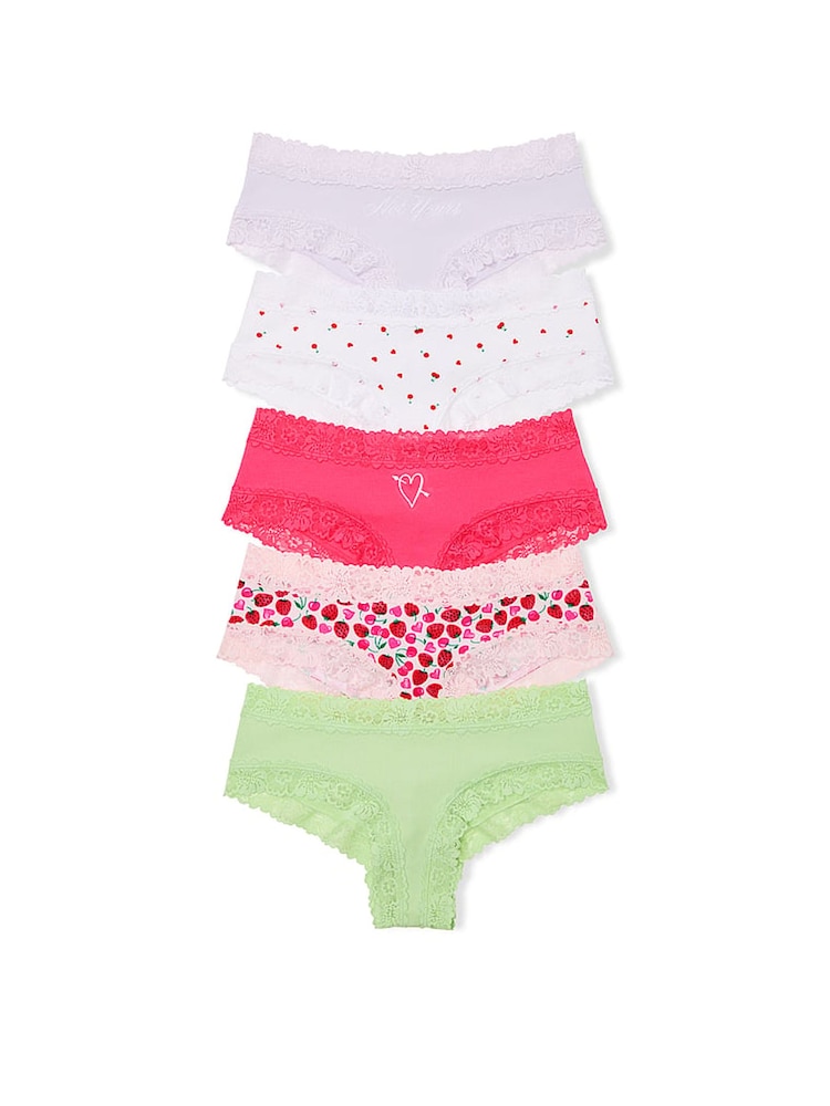 Victoria's Secret PINK Purple/White/Pink/Green Cheeky 5 Pack Knickers - Image 1 of 1
