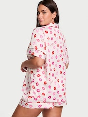 Victoria's Secret Coconut White & Lipstick Kisses Satin Short Pyjama Set - Image 2 of 3