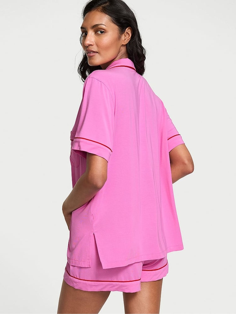 Victoria's Secret New Peony Pink Heart Modal Short Pyjama Set - Image 2 of 3