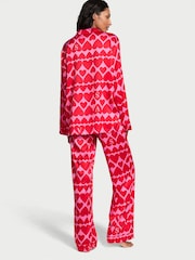 Victoria's Secret New Peony & Lipstick Pink Hearts Satin Long Pyjama Set - Image 2 of 3